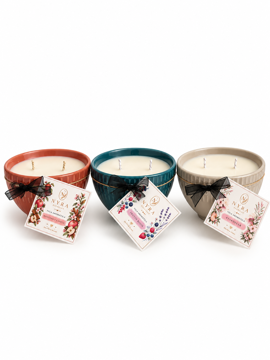 Pack de tres Velas Edición Limitada(Manzana y Canela,Atardece y Frutos Rojos